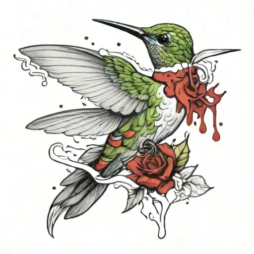 Hummingbird Licking Blood
