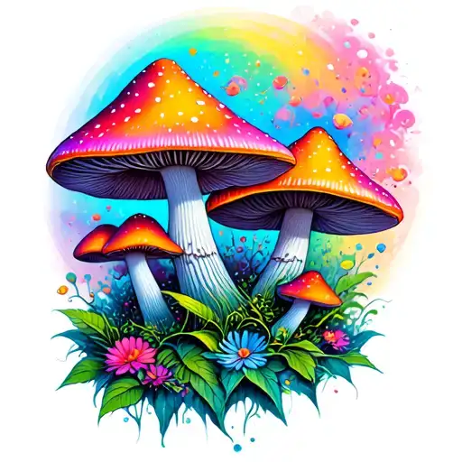 Psychedelic Tattoo Mushrooms Lsd Color