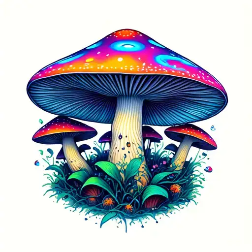 Psychedelic Tattoo Mushrooms Lsd Color Magical World Optical Illusions