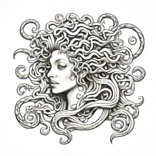 Medusa With Filigree Lines