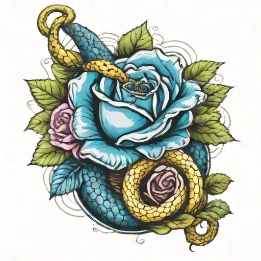 Blue Rose And Snake