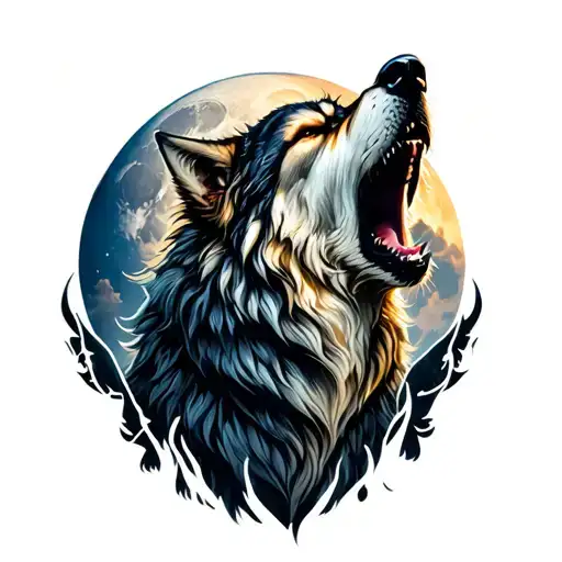 Ares Viking Wolf Howling At The Moon And A Army