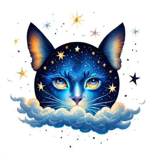 Blue Sky With Stars And Clouds