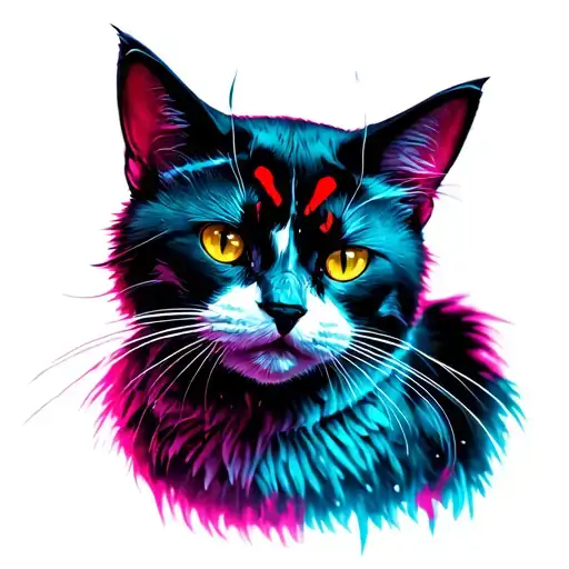 Neon Samurai Cat