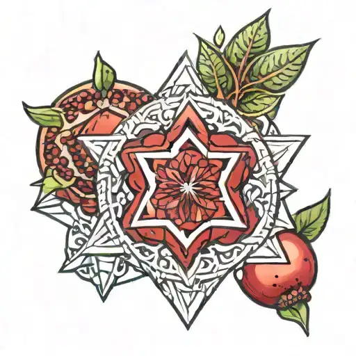 A Pomegranate With A Star Of David Geometric Mandala