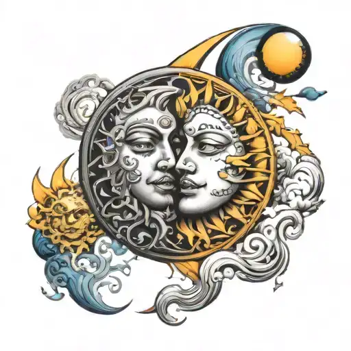 Sun And Moon Merging Together