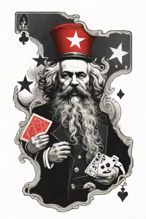 Karl Marx Play Card Red Stars