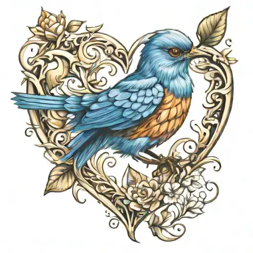 Blue Bird Inside A Heart