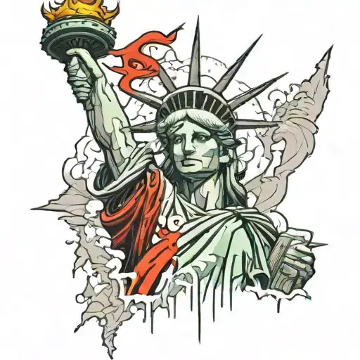 Bleeding And Broken Statue Of Liberty Instead Of Bones