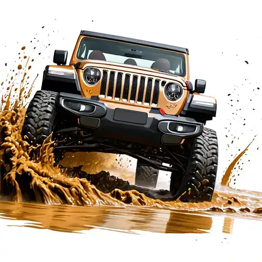 Jeep In Mud Happily