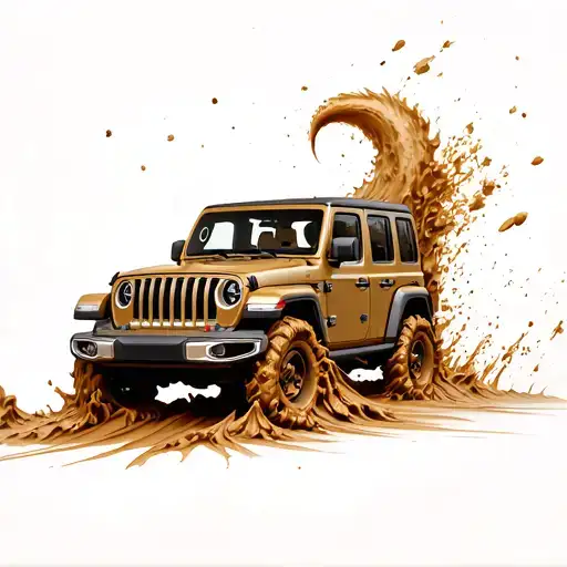Jeep In Mud Happily