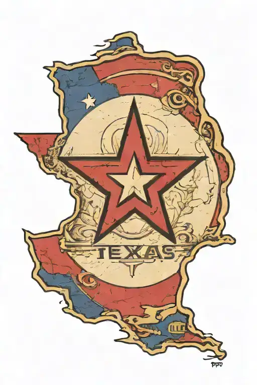 Texas State Outline With State Flag Infill