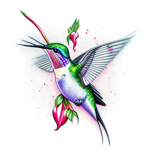 Hummingbird With Bleeding Hearts
