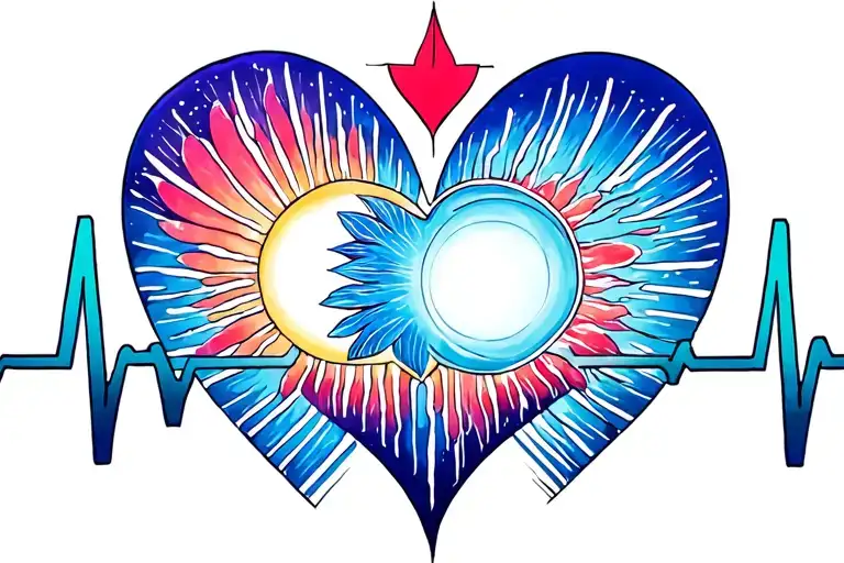 Heartbeat With Heart And Sun