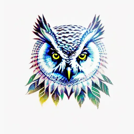 Owl Above Forest With Wolf