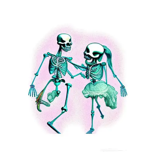 A Male Skeleton Dancing With Female Spirit