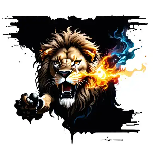 Lion And Bleach Anime Character Wielding