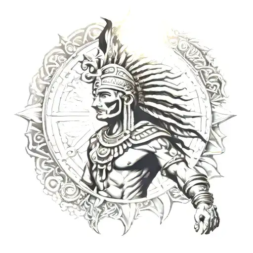 Hindu Mixed With Inca Warrior With Sun