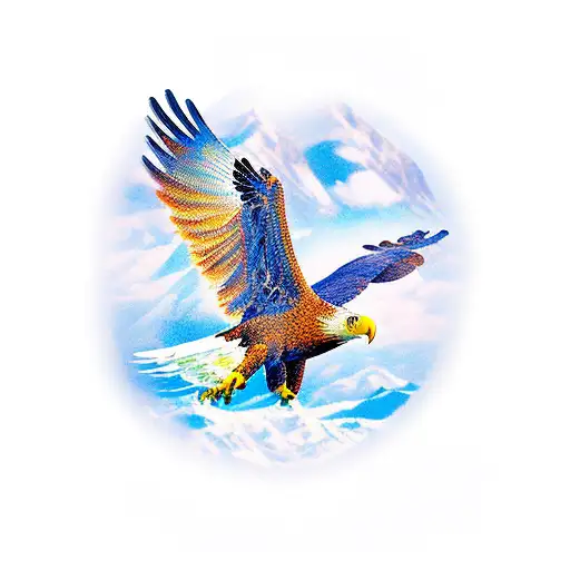 Flying Eagle Through The Mountains