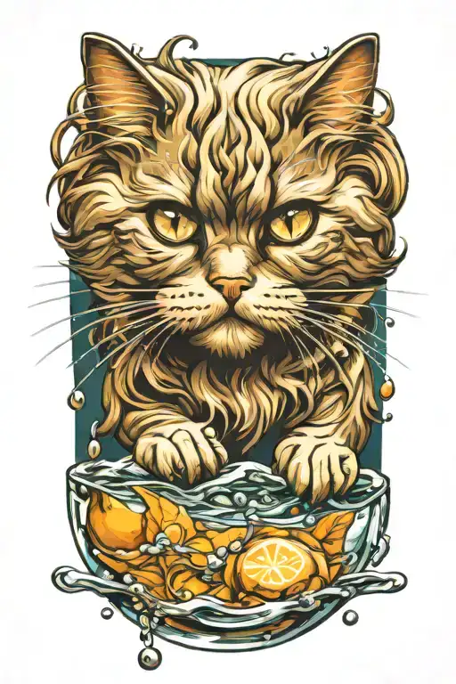 Persian Cat Playing In Water
