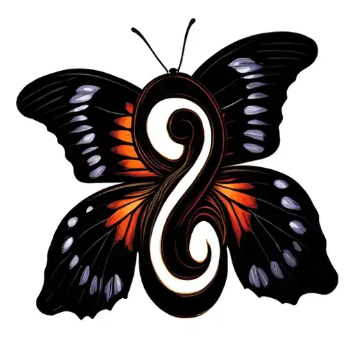 Butterfly And Between The Wings There Is An Semicolon And Design The Wings Of Butterfly As An Snake