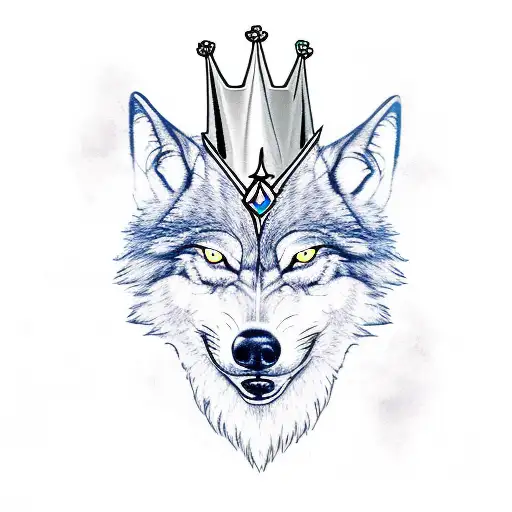 Angry Wolf Head With Crown