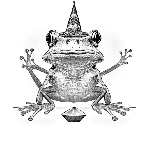 Long Standing Frog With Mage Hat And A Stuff With Megical Aura