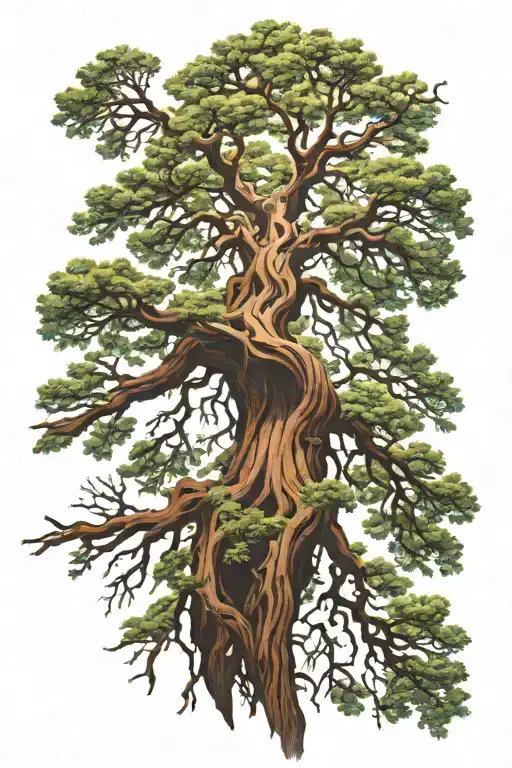 Redwood Forest Looking Up From Ground With Roots