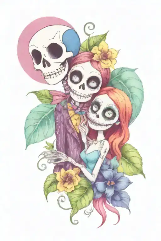 Jack And Sally Floral Pattern