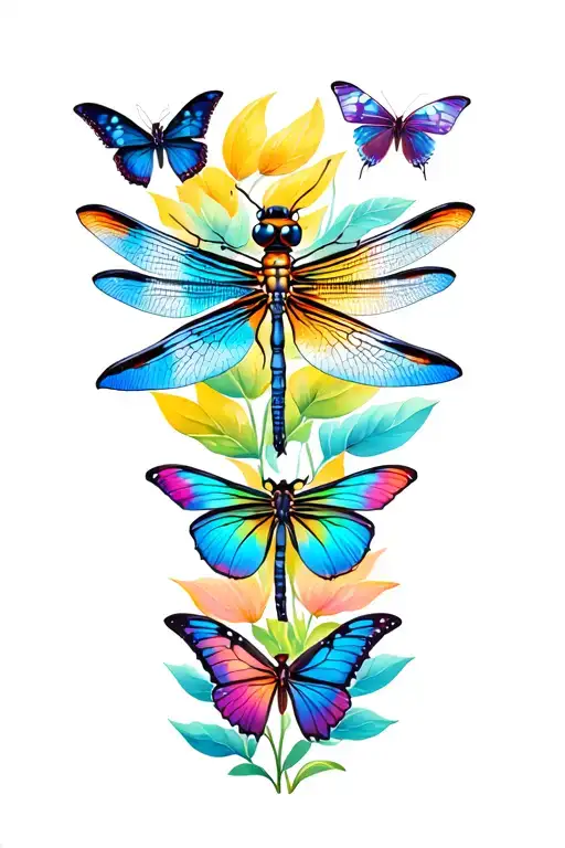 Dragonfly With Butterflys