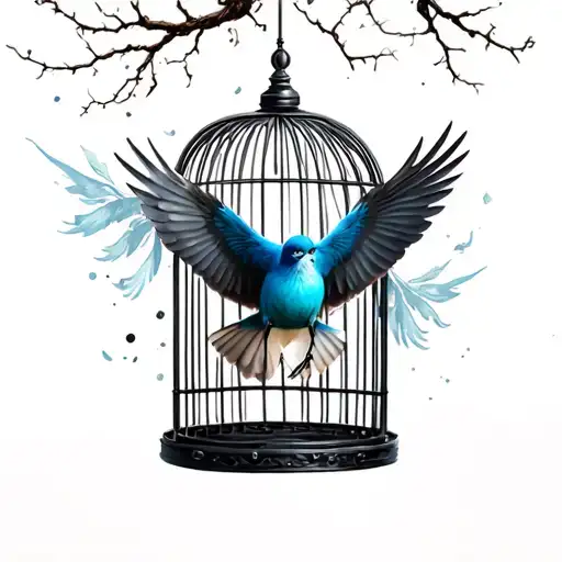 Bird Flying Away From Cage