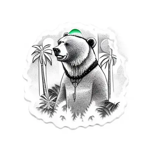 Bear Under A Palm Tree