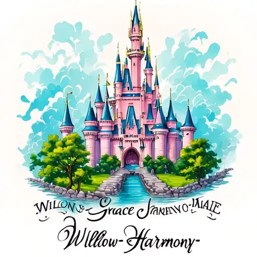 Disney Castle With The Names Willow-grace And Harmony-mae