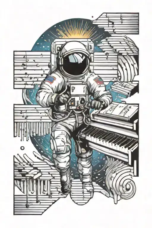 Astronaut Piano Keys Blackhole