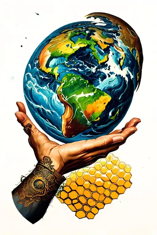 Atlas Holding The World Honeycomb Design