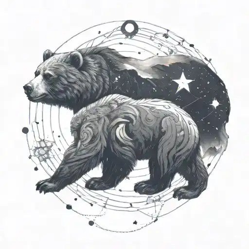 An Intricate Design Of A Bear Constellation Intertwined With Family Symbols