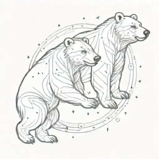 An Intricate Design Of Two Bears Constellation Intertwined With Family Symbols