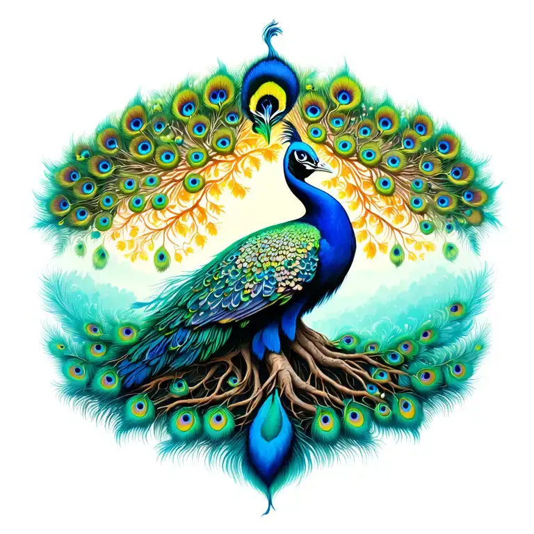 Peacock Tree Of Life Intertwined