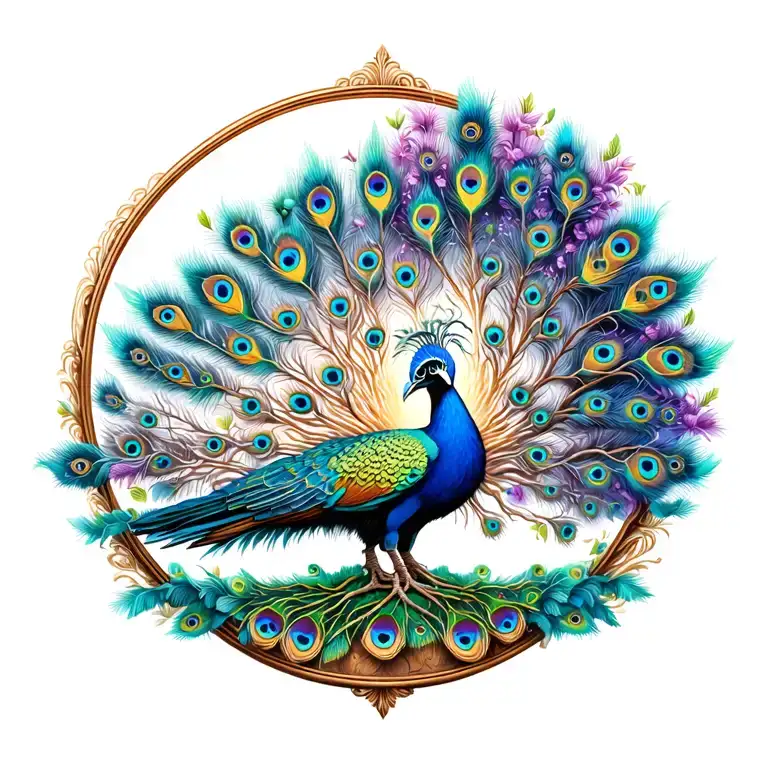 Peacock Tree Of Life Surrounded