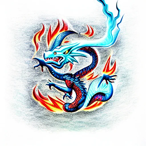 Dragon Surrounded By Fire And Thunders