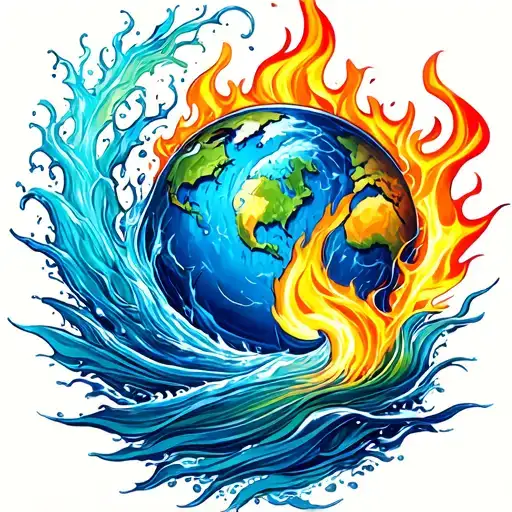 Water Air Fire And Earth Tattoo Design