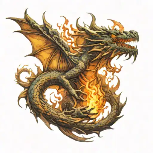 Dragon Appearing From Fire