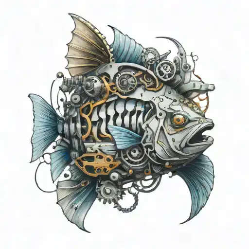 A Mechanical Fish Made Of Car Parts