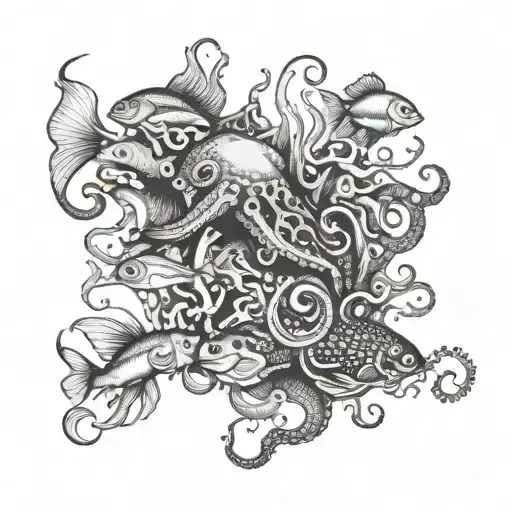 Many Fish And An Octopus