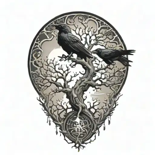 Yggdrasil And 2 Crows