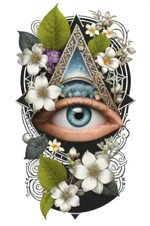 All Seeing Eye In Dna Helix Mandala With Flowers Mushrooms Crystals