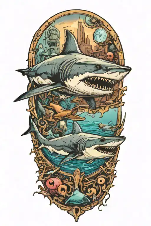 A Shark Swimming Through A Video Game Level