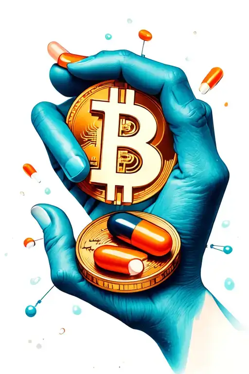 Bitcoin Symbol Orange Pill Being Handed