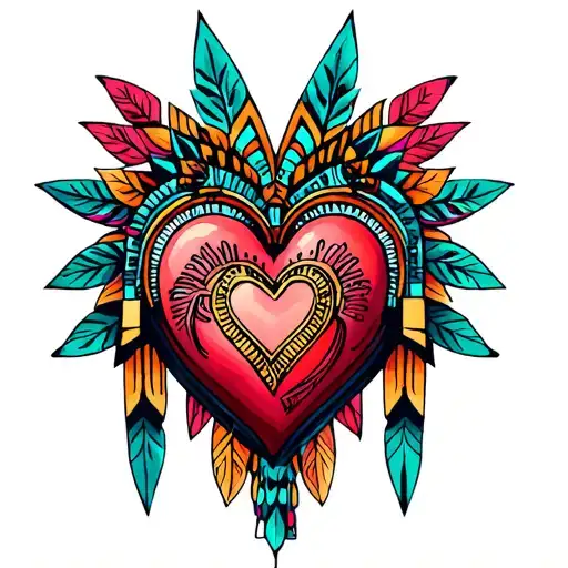 Aztec Themed Hearts With Penach