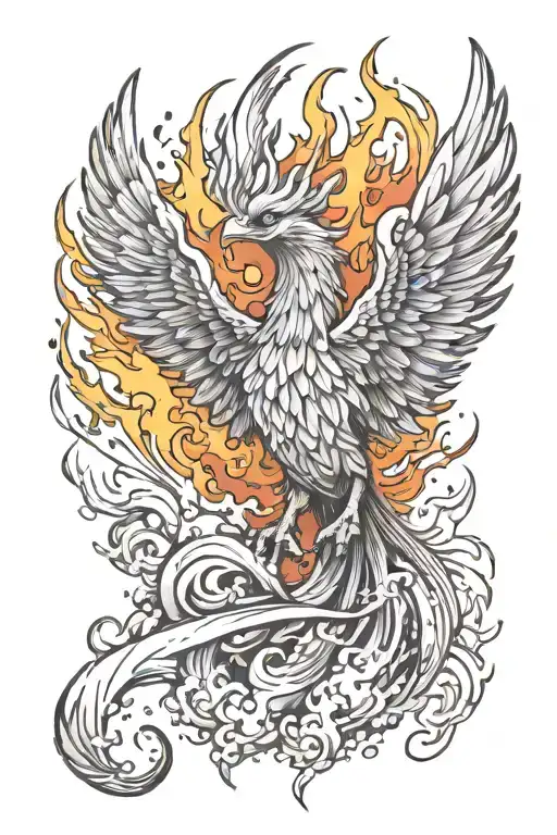 Phoenix Rising From The Ashes With Smoke And Flames